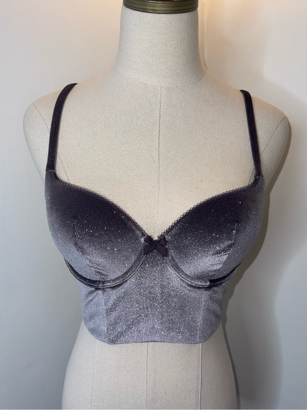 Victoria’s Secret Body Women’s 34C Purple Sparkly Velvet Bra Corset Top
